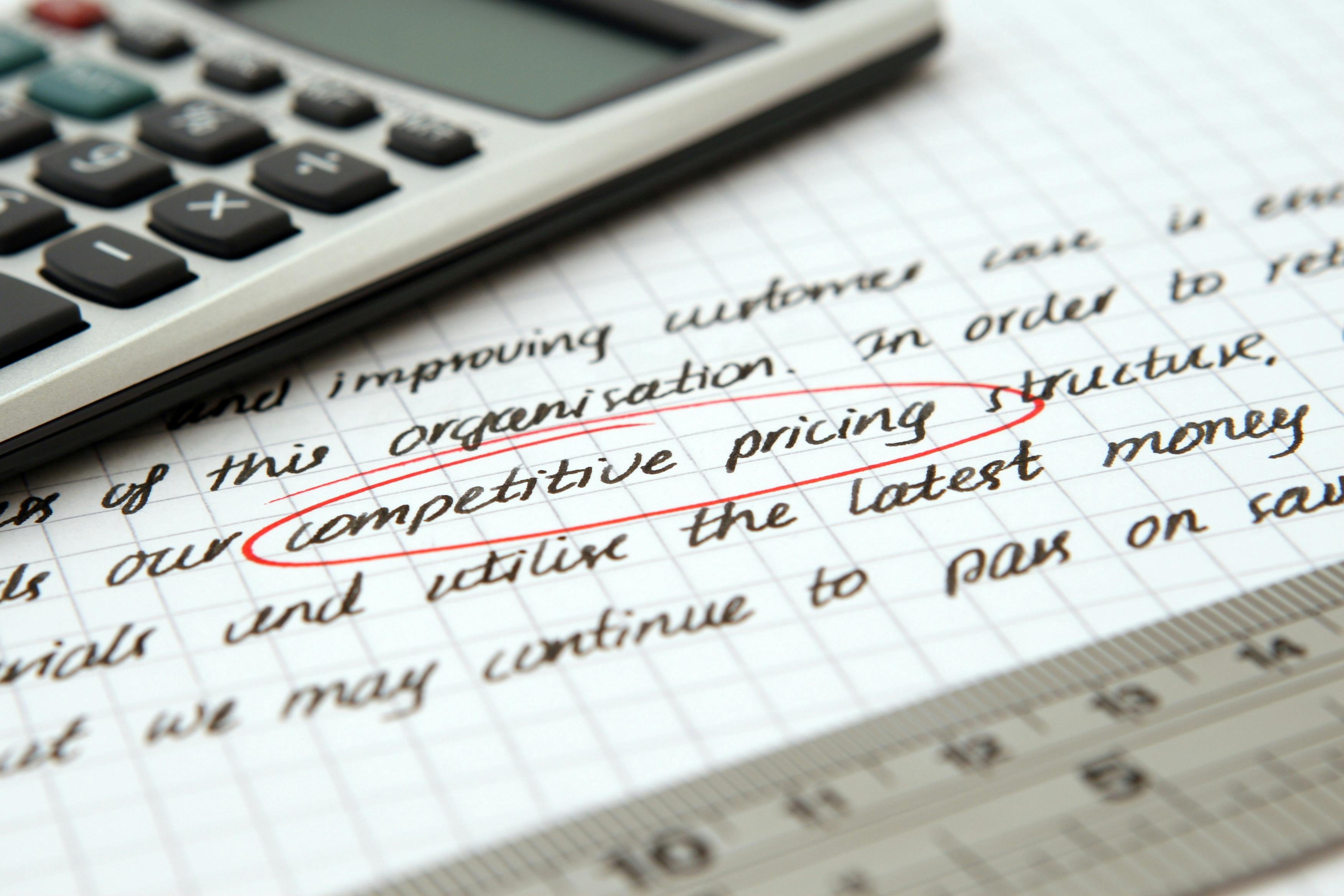 he words "competitive pricing" circled in red pen